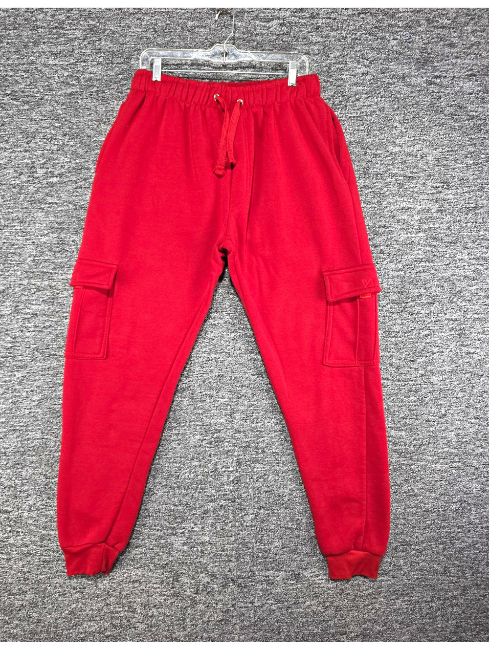 1738 Dynasty Men's Red Fleece Cargo Jogger Sweatpants Size XL
